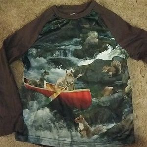 Squirrels in a canoe long sleeved shirt